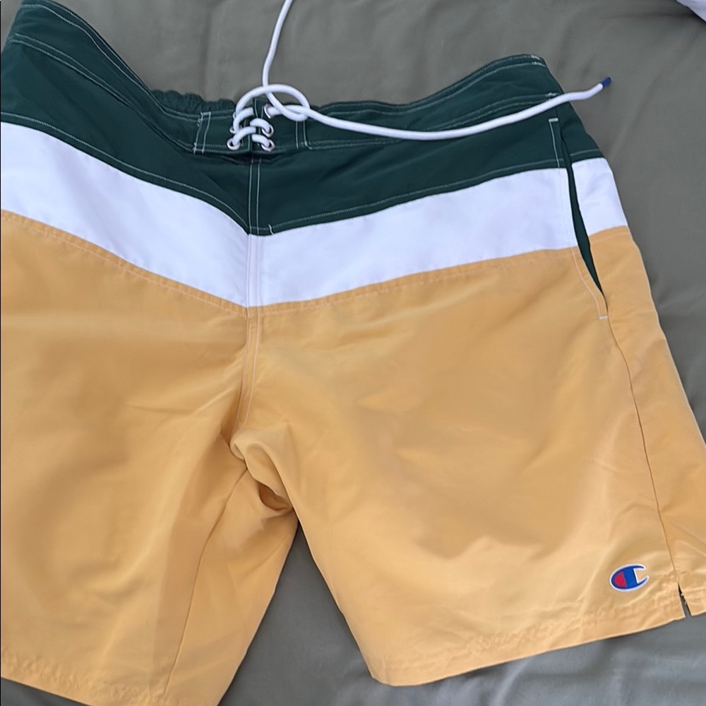 Champion Green and Tan Swim Shorts